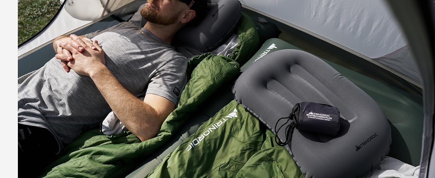 Каремат надувний екстра-товстий 12 см, ширина 70 см з помпою та подушкою для кемпінгу, туризму та велопоходів