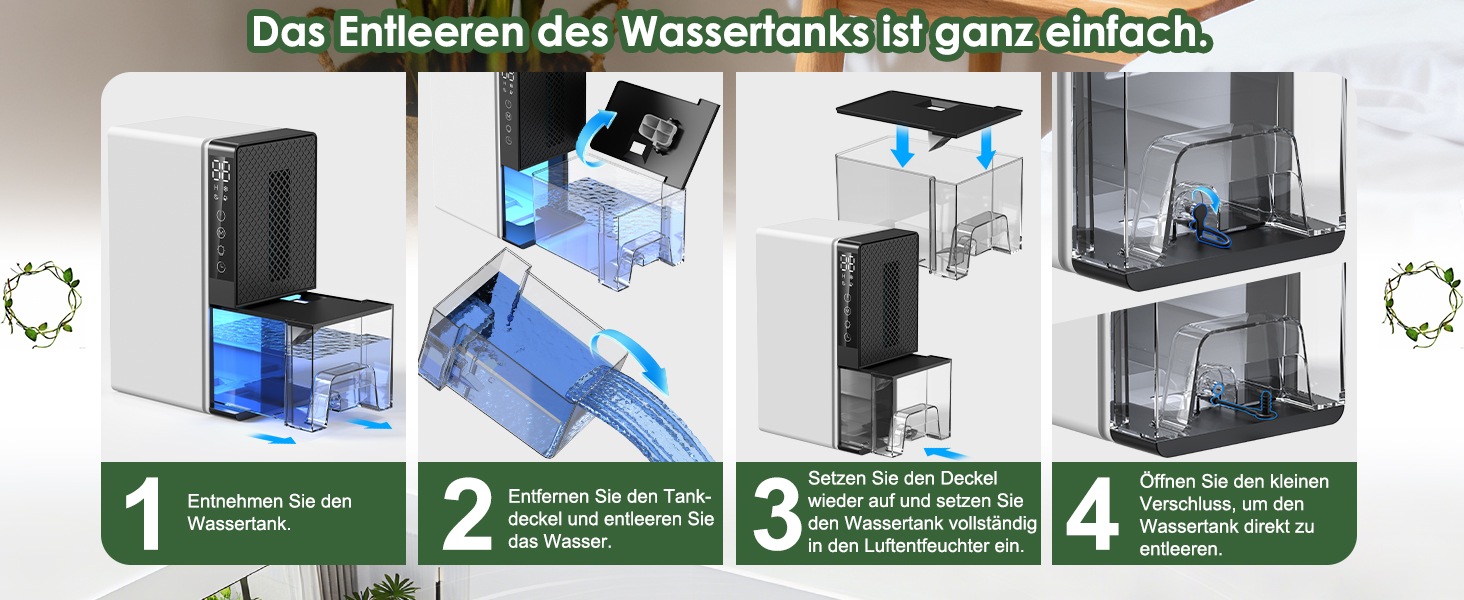Електричний осушувач повітря 2700 мл з автоматичним вимкненням, таймером, нічним режимом та 7-кольоровим нічним світлом, портативний для дому, ванної кімнати, підвалу (600 мл/24 год)