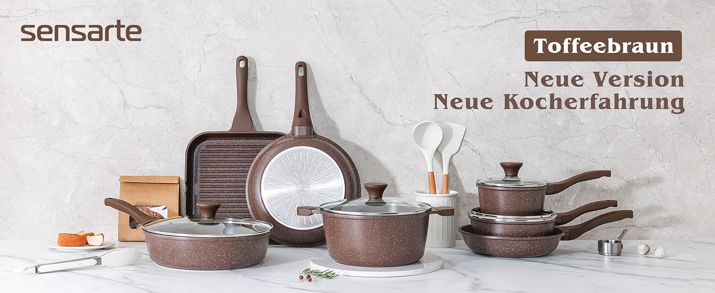 Сковорода SENSARTE з керамічним антипригарним покриттям, 28 см, швейцарське гранітне покриття, для приготування омлетів, сумісна з газовою та індукційною плитами, без PFOA/PTFE/PFAS, білий колір