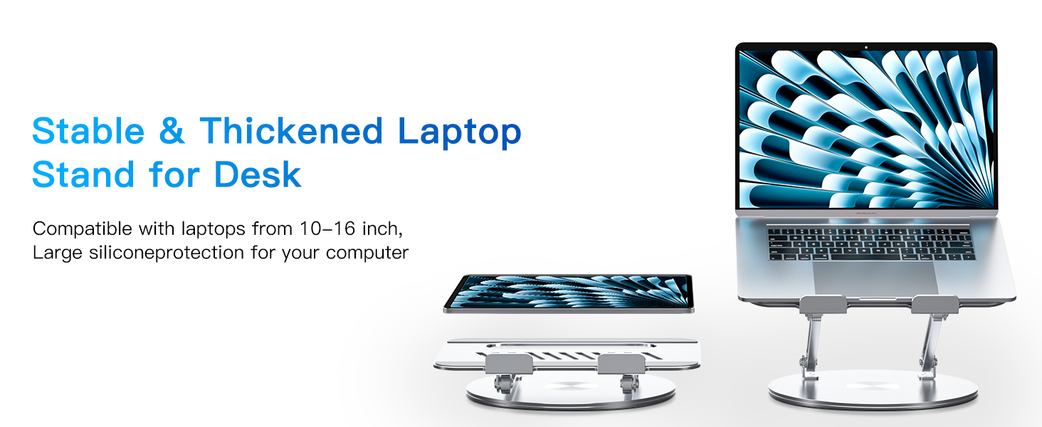 Підставка для ноутбука регульована по висоті, складана, ергономічна з вентиляцією та 360° поворотом, вертикальна, сумісна з MacBook, Dell, HP, 11-16'