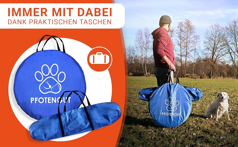 Набір для аджиліті для собак [11-TLG.] - універсальний набір з перешкодами, тунелем, слаломом та іншим для тренування та аджиліті собак - з аксесуарами та сумкою для транспортування, великий розмір