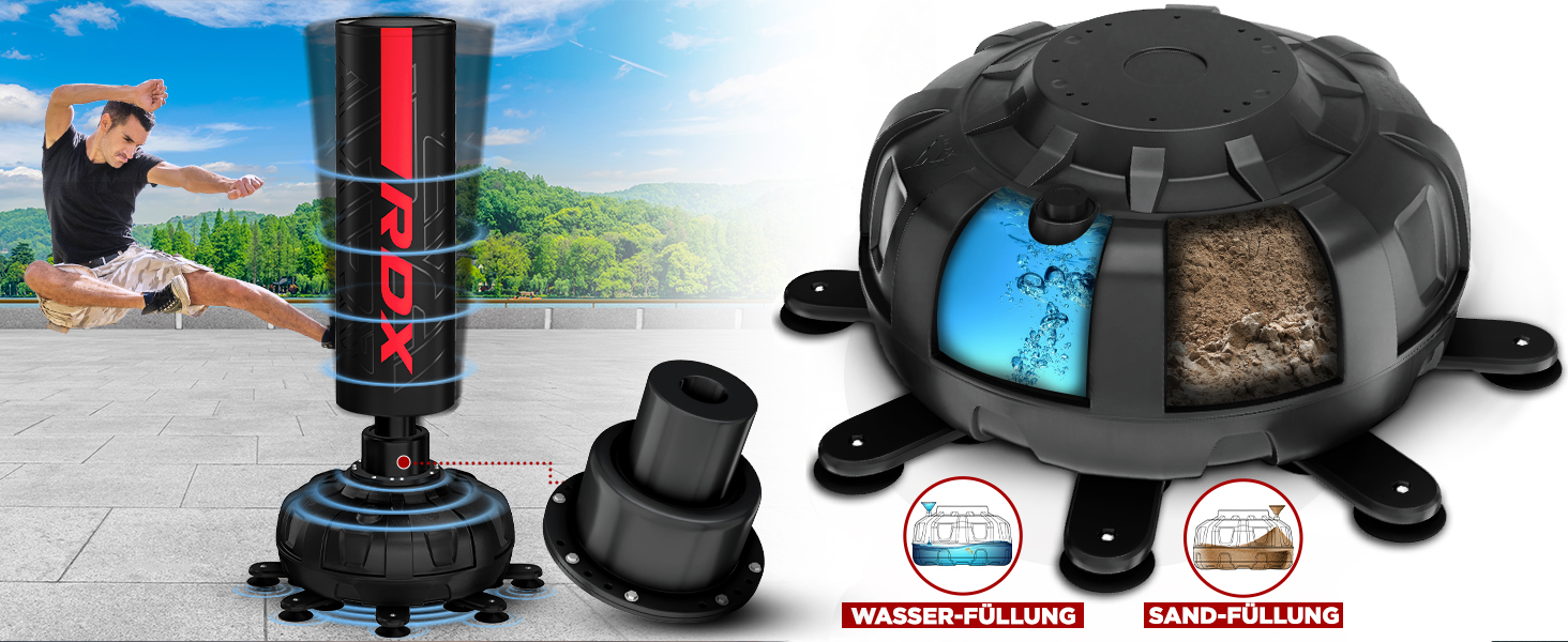 Стенд-боксерський мішок RDX 6FT 330LB з рукавичками та чохлом XXL. Ідеально для MMA, кікбоксингу, боксу, муай-тай. Чорний колір.