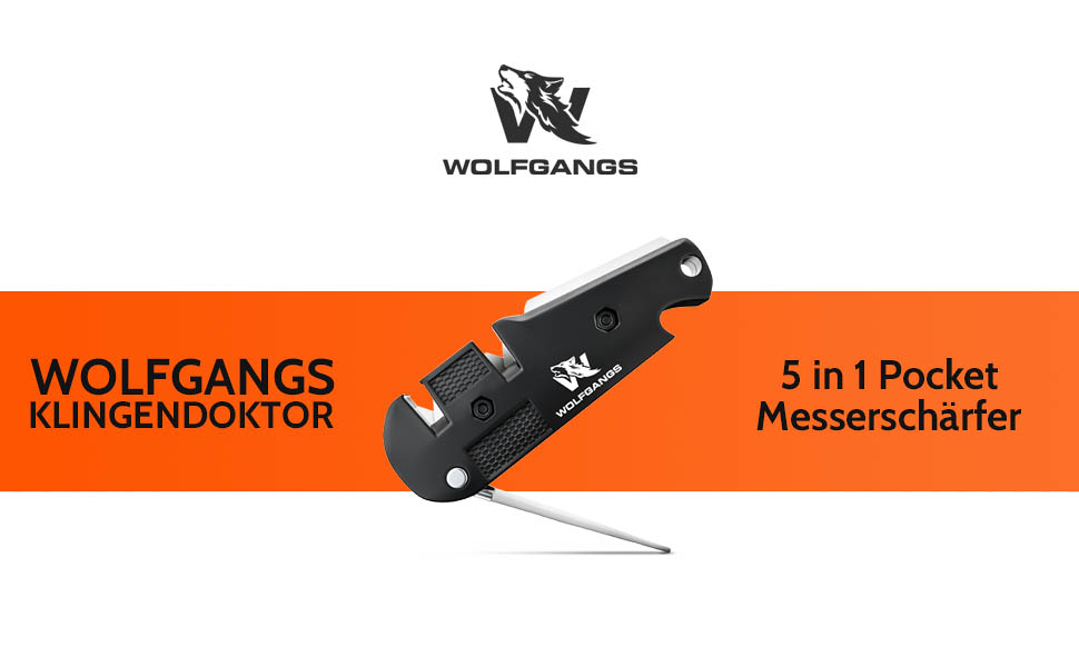 Точилка для ножів Wolfgang KlingenDoktor 5-в-1 - Преміум, для ножів з хвилястим лезом, туристична