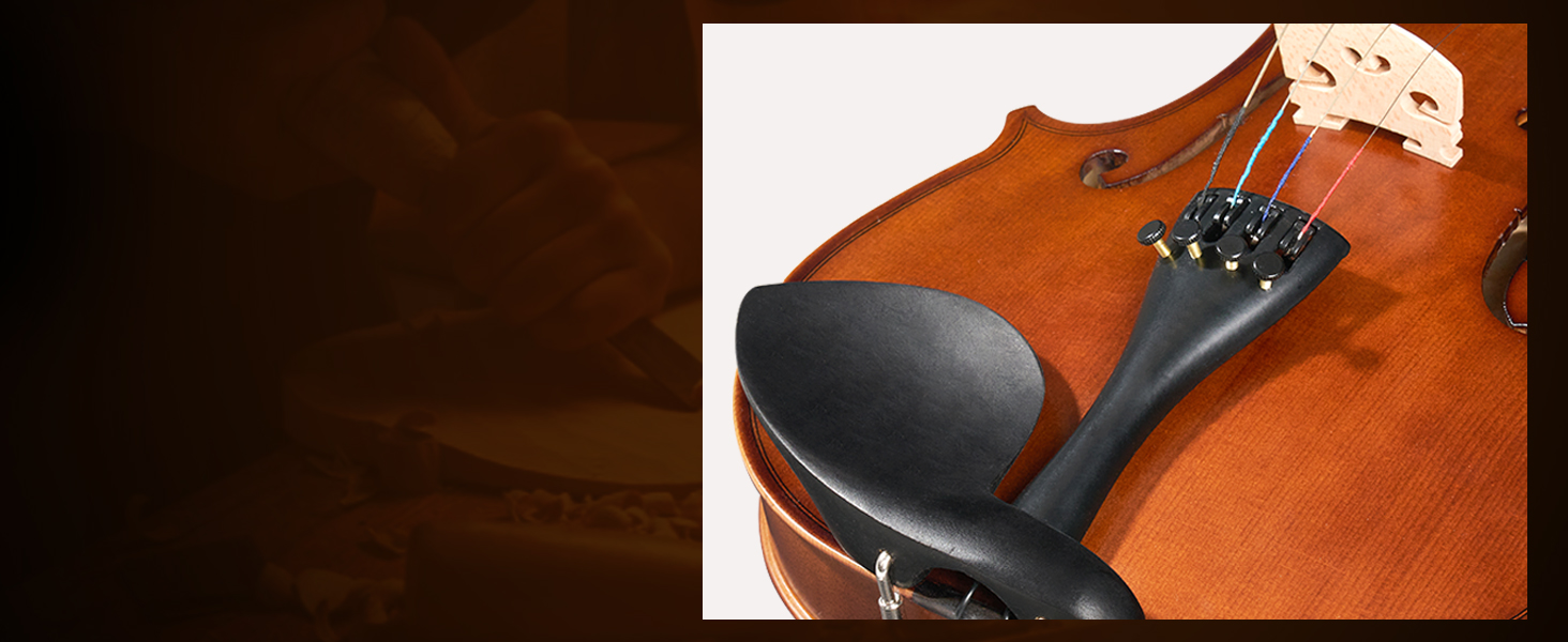 Скрипка Vangoa 4/4 з масиву дерева, набір для початківців, акустична, з кейсом, підставкою, смолою, струнами, інструкцією, демпфером, наклейками для нот, для дорослих, дітей та підлітків