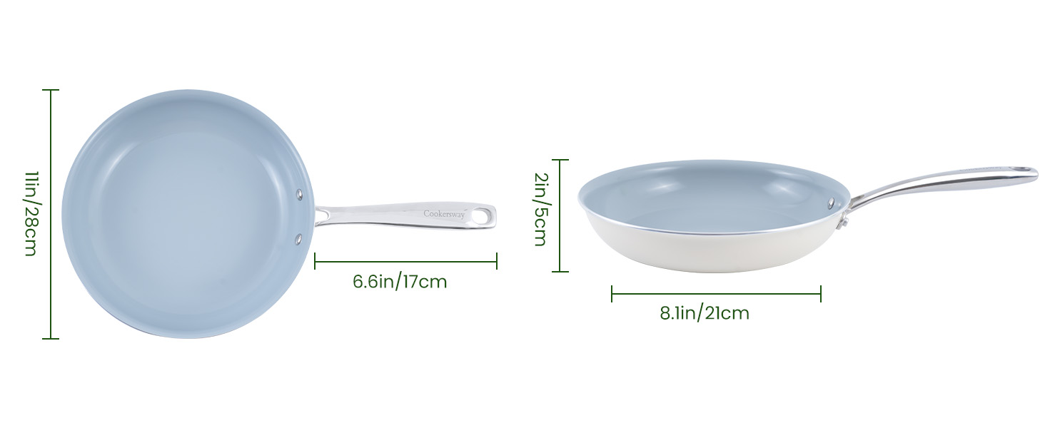 Набір сковорідок з керамічним покриттям 20, 24, 28 см - антипригарні, для індукційних плит, без PTFE, PFOA, PFOAS