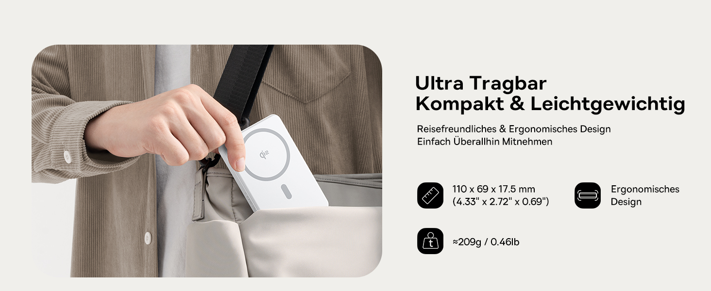 Power Bank Baseus 10000mAh з MagSafe Qi2, 22.5W PD, USB-C, Білий