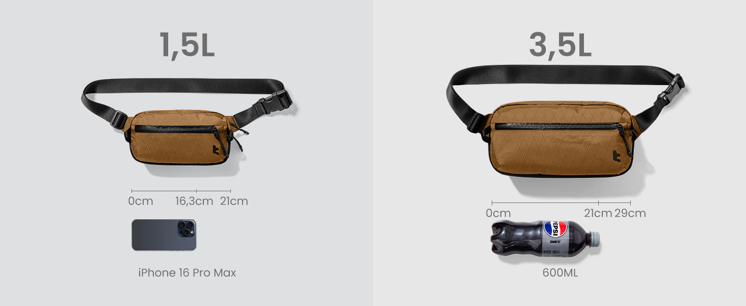 tomtoc Anti-Diebstahl Sling Bag 3,5L: Сумка на плече, Crossbody для чоловіків та жінок з RFID-захистом | для Switch, iPad mini | Водовідштовхувальна, EDC, Подорожі, щоденне використання | X-pac, Колір: Коричневий