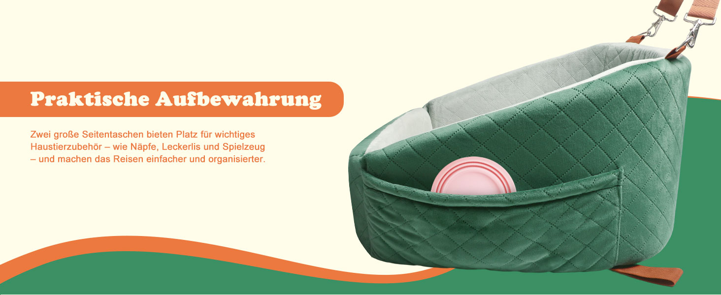 Автокрісло для собак iPetba - Зелене, для маленьких порід, з захистом від зіткнень, антиковзаюче, знімне та миється