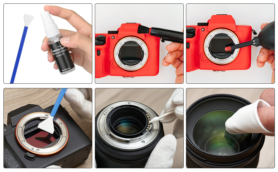 Набір для чищення камери 14-в-1: об'єктиви, фільтри, мобільні телефони. Комплектація: стилус, щітка, повітряний дюймаметр, серветка