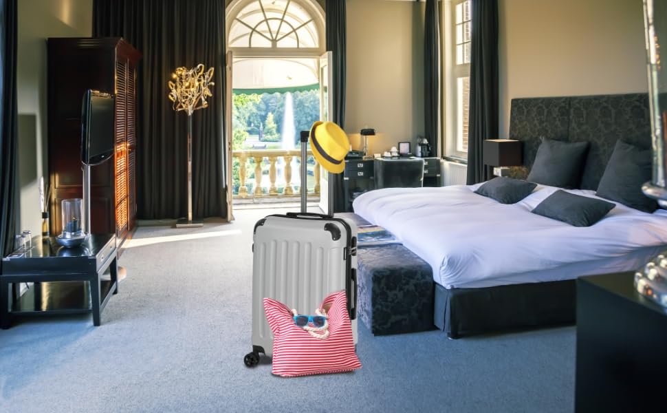 Набір валіз Arebos 3шт. з ABS-пластику | Trolley валізи | Валіза на колесах з телескопічною ручкою | З замком-блискавкою, 360° колеса | Розміри M-L-XL | Рожево-золотий (Срібний)