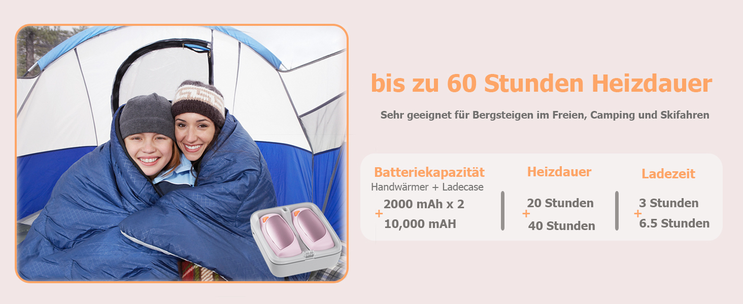 Електричні грілки для рук, 2 шт. з зарядним кейсом, 14000 mAh, USB-C, 3 режими нагріву, до 55°C, чорні - для чоловіків та жінок