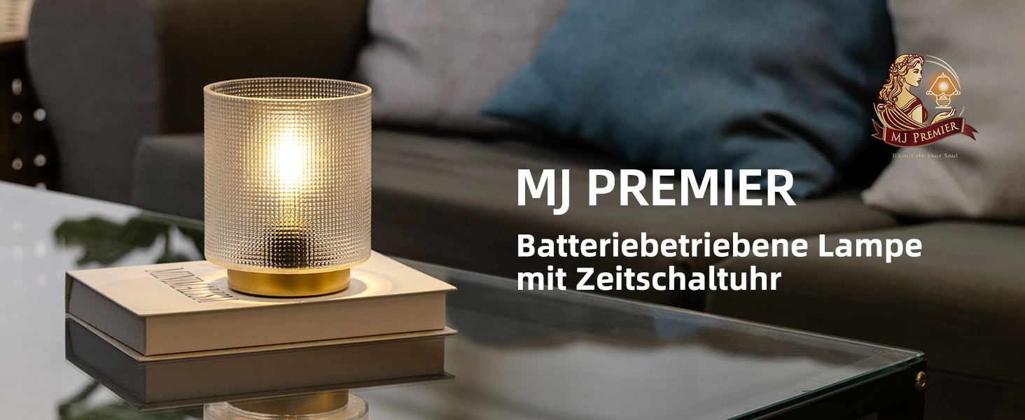 Бездротова настільна лампа з таймером, вінтажний дизайн, скло, LED, для дому та вулиці, сірий колір, розмір L