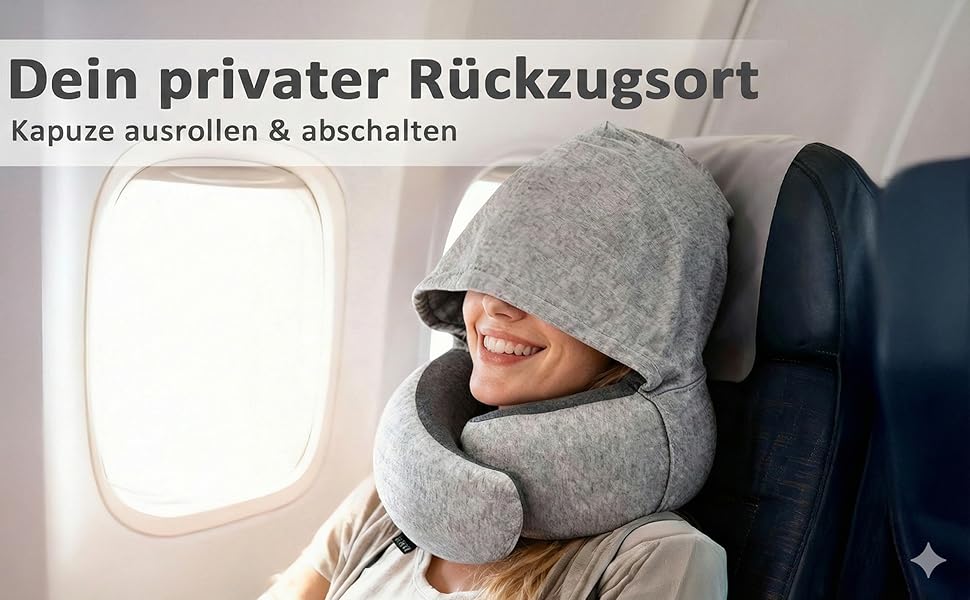 Подушка для шиї з капюшоном та піною з пам'яті -