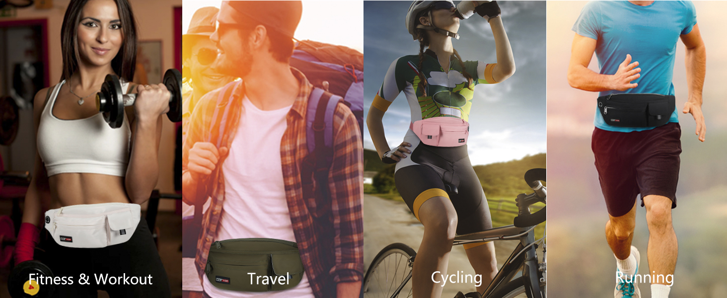 Чоловіча/Жіноча поясна сумка Maxtop Bauchtasche - водонепроникна, для подорожей, фітнесу, бігу, тренувань (чорна)