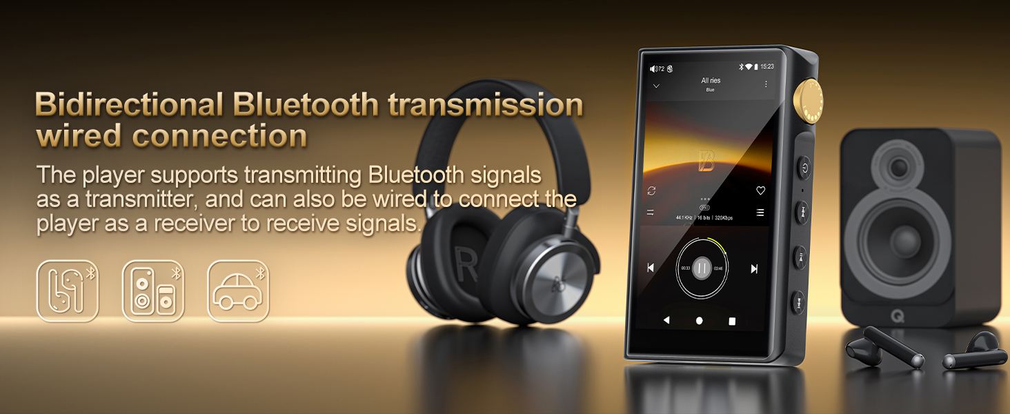 HiFi MP3 плеєр ZAQE з Bluetooth та WiFi, Android 12, Lossless DSD DAC, підтримка Flac, 64GB карта пам'яті (до 512GB), чорний