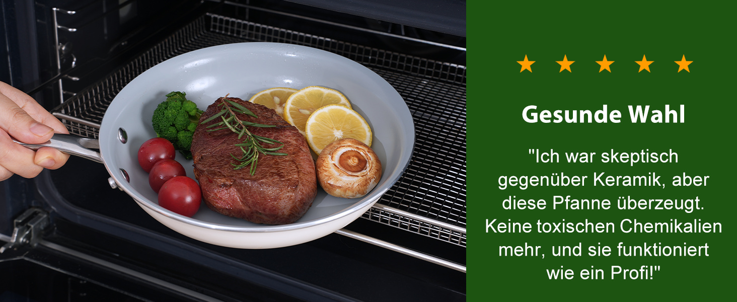 Набір сковорідок з керамічним покриттям 20, 24, 28 см - антипригарні, для індукційних плит, без PTFE, PFOA, PFOAS