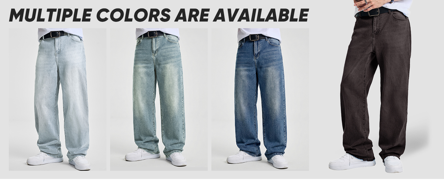 Джинси чоловічі JMIERR Baggy широкі, еластичні, вінтаж Y2K, блакитні XL