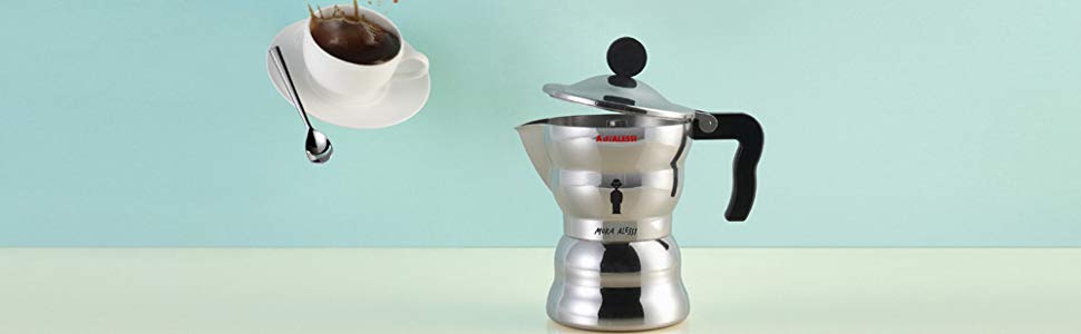 Еспресо-кавомашина Alessi AAM33/6 - дизайн, 6 чашок, срібна