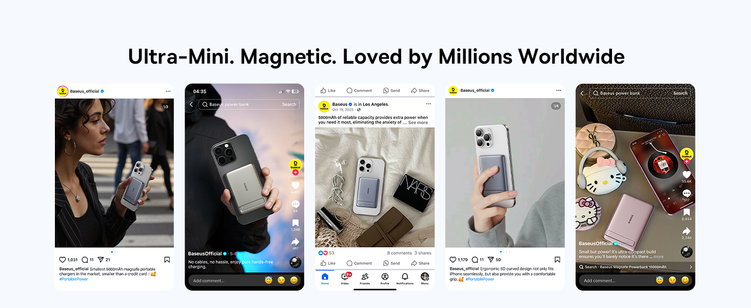 Power Bank Baseus Mini MagSafe 5000mAh з MagSafe, PD 20W, Qi2, сірий колір