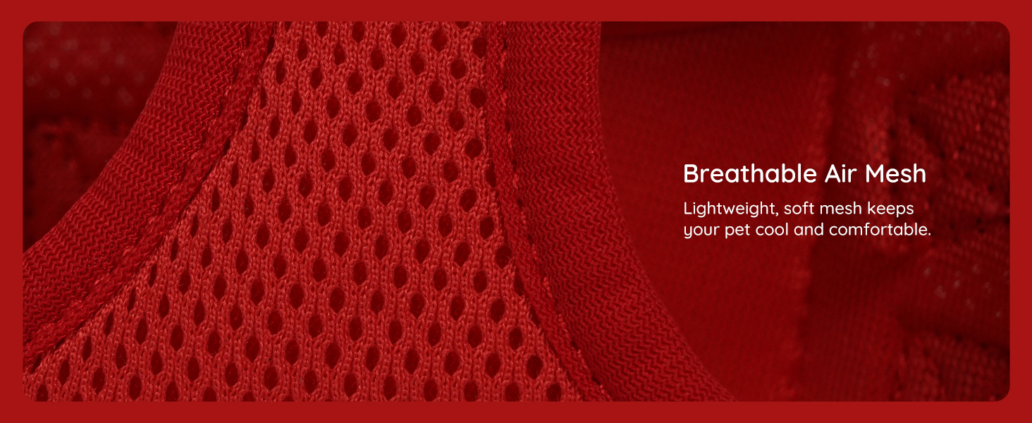 Шлейка для собак BELLA & PAL для маленьких собак з повідком, Step-in шлейка з Air Mesh, анти-тяга, світловідбиваюча, дихаюча, для цуценят, котів, червона, XS (30-35 см обхват грудей)