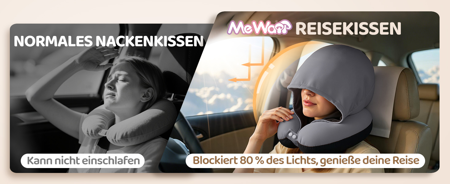 Подушка для шиї Mewaii з капюшоном, двостороння, для дітей та дорослих, дизайн котика, захист приватності, м'яка піна з пам'яті сірої кольорової гами