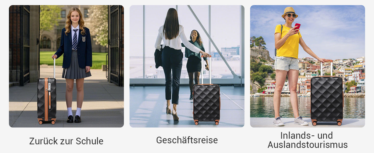 Чохол-валіза British Traveller Hartschalenkoffer, 74.5 x 49 x 30.5 см, ABS + PC, TSA-замок, 4 колеса, для подорожей та бізнесу (Чорний/Коричневий, L)