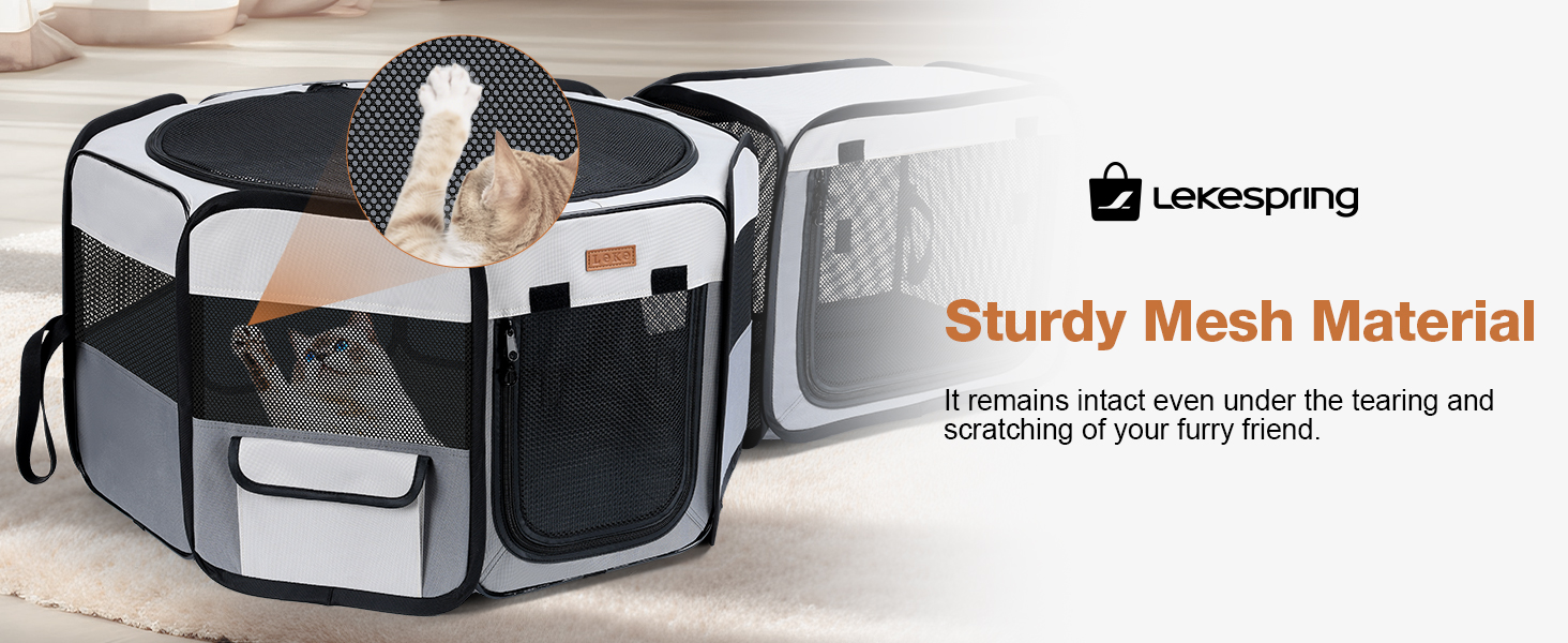 Складаний вольєр для цуценят та котів 120x40 см - 2-в-1, сірий та білий, для дому та вулиці, з сумкою для перенесення, для кошенят, цуценят та дрібних тварин