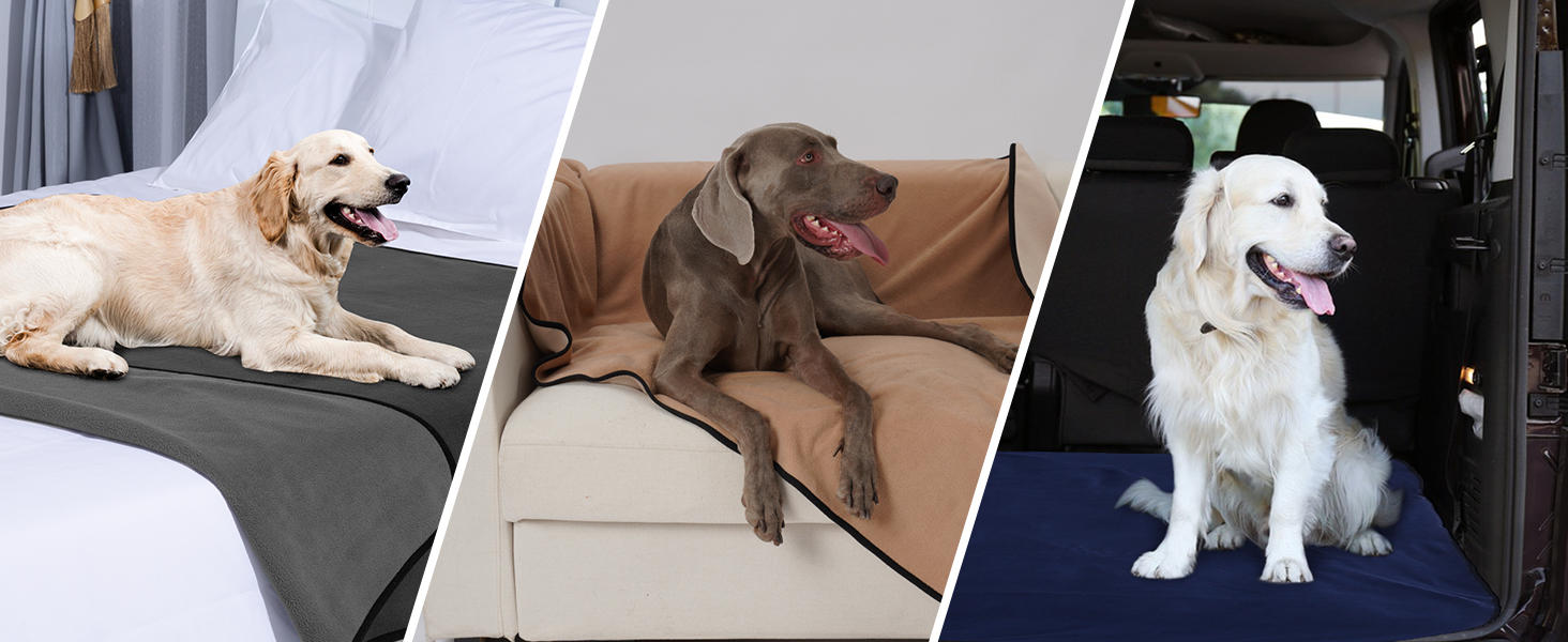 Водонепроникний коврик для собак PETTOM 152x127 см, м'який коврик для великих та маленьких собак, захисний коврик для дивана, ліжка, автокрісла, меблів - прання до 30°C (L, Сірий)