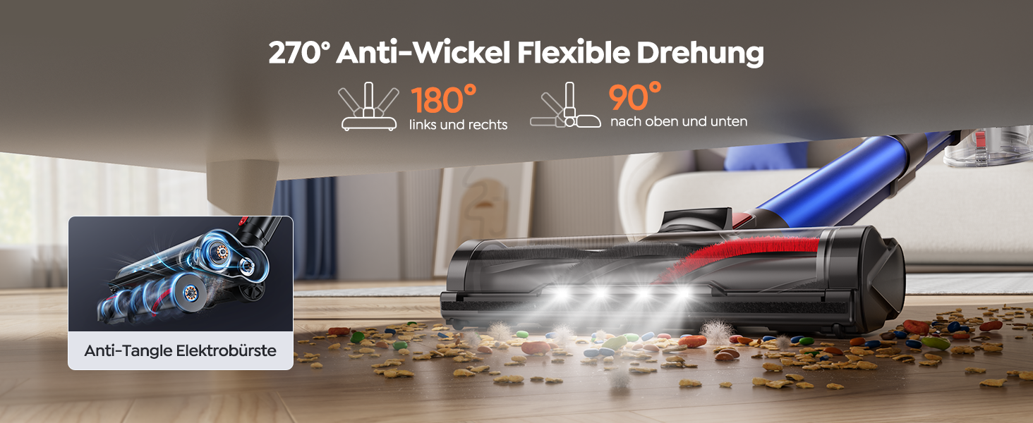 Бездротовий пилосос BuTure VAC 450W, 38000Pa, з зарядкою від підлоги, 55 хв роботи, потужний, з сенсорним екраном, для підлоги та килимів, з контейнером 1,5 л