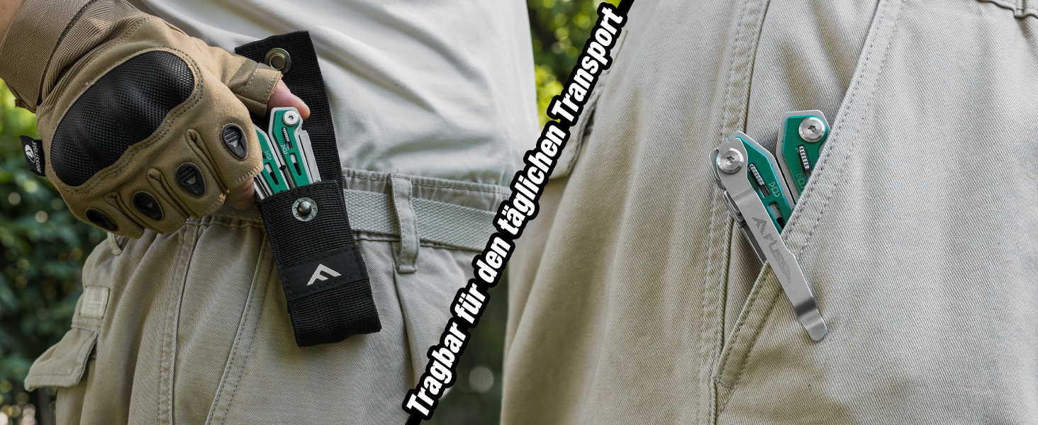 Мультитул FLISSA 16-в-1: мультиінструмент з нержавіючої сталі з ножем, ножицями, пилкою, відкривачкою для пляшок. Ідеально для кемпінгу, відпочинку на природі та ремонту. У комплекті сумка. Матовий зелений.