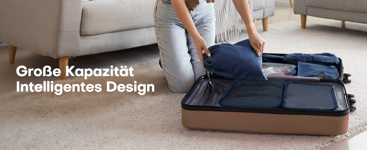 Органайзери для валізи Packing Cubes, 8 шт., водонепроникні, блакитні + косметичка