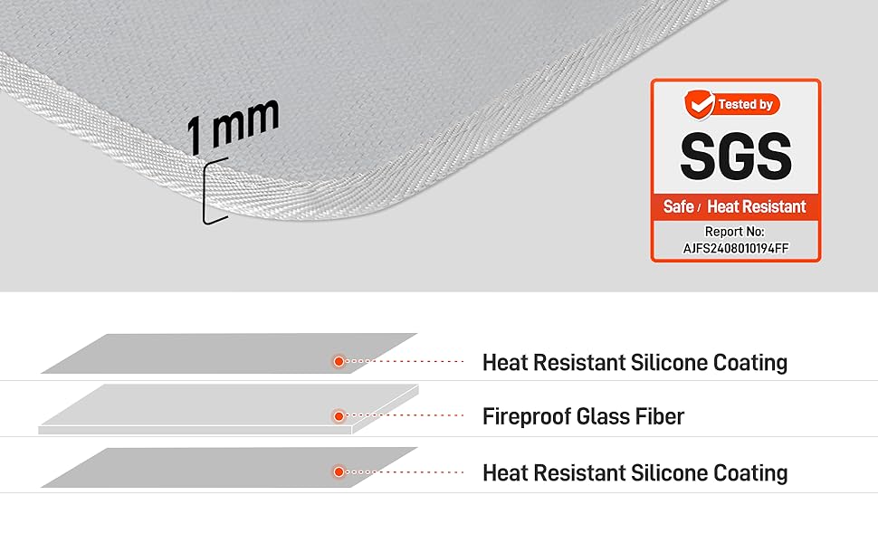 Термостійкий килимок під фритюрницю 2 шт. 40 x 45 см, 1 мм - захист від нагріву, для кухонних стільниць, масло- та водовідштовхувальний, легко миється (сірий, 40x60x0.1 см)