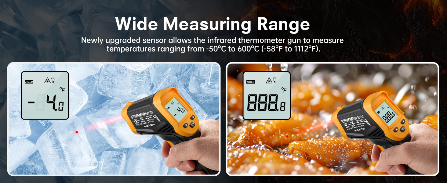 Інфрачервоний термометр Eventek -50°C до 600°C. Безконтактний цифровий лазерний термометр з підсвічуванням екрану. Для кухні, гриля, охолодження, промисловості. Базова комплектація
