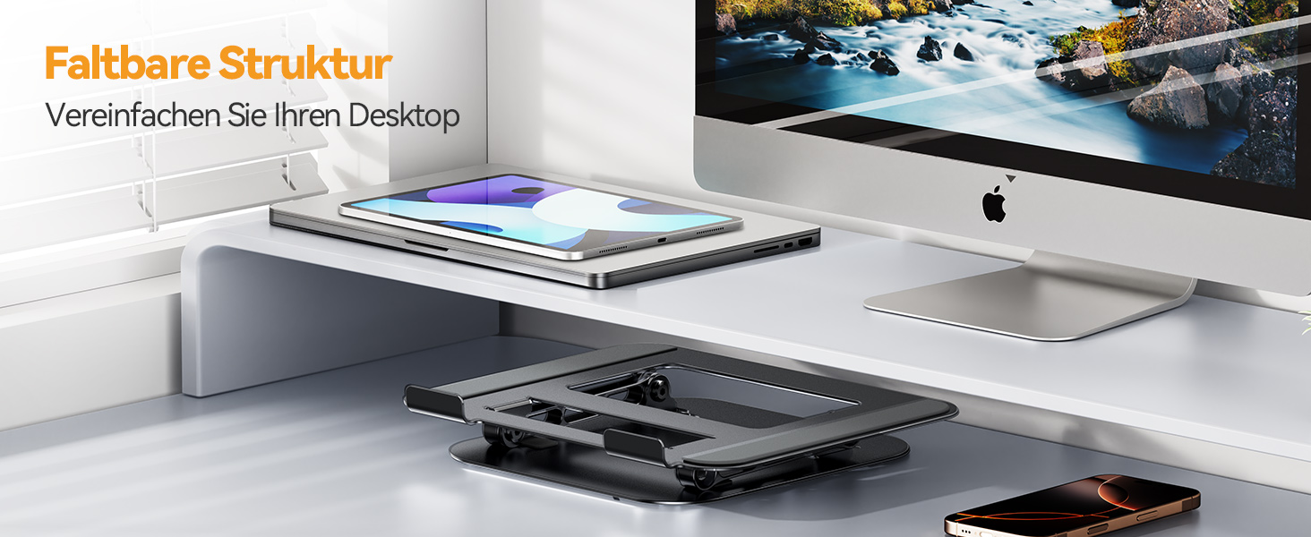 Підставка для ноутбука TECKNET, регульована по висоті, ергономічна, складна, портативна, з вентиляцією, сумісна з ноутбуками та планшетами 11-17.3 дюймів (чорна)