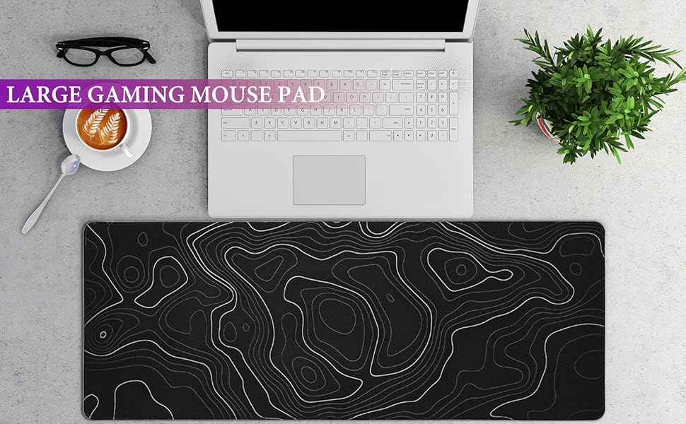 Килимок для миші HAUTOCO Gaming XXL 800x300 мм, чорний, топографічний, антиковзаючий