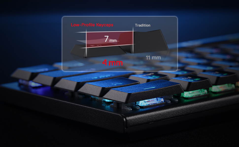 Redragon K618 Horus - Механічна ігрова клавіатура з RGB підсвічуванням, 3 режими підключення (BT/2.4GHz/кабель), плоскі клавіші, лінійні червоні перемикачі, медіа-керування