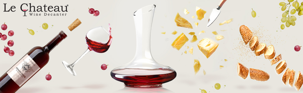 Le Chateau Decanter - Mouth-blown, lead-free crystal wine decanter - Wine decanter for aerating red wine - Wine accessory for a bottle of wine (750 ml)