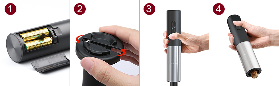 Електричний відкривачка вин CIRCLE JOY - автоматичний штопор з ножем для фольги, нержавіюча сталь