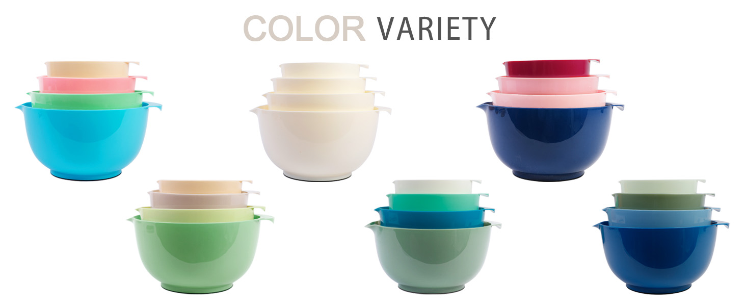 Набір мисок для змішування BoxedHome (4 шт.) з пластику, бежевий. Миски для салатів, ручне миття, неслизькі, стійкі, для сервірування та приготування їжі.