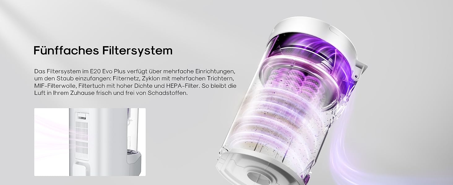 Робот-пилосос Eureka E20 Evo Plus з функцією миття та автопорожненням, 10000 Па, для твердих підлог та килимів, білий