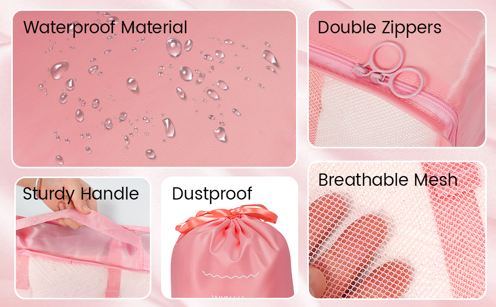 Органайзер для валізи Zorplex, набір 10 шт: кубики для пакування, аксесуари для подорожей, сумочки для одягу, взуття та косметики (рожевий)