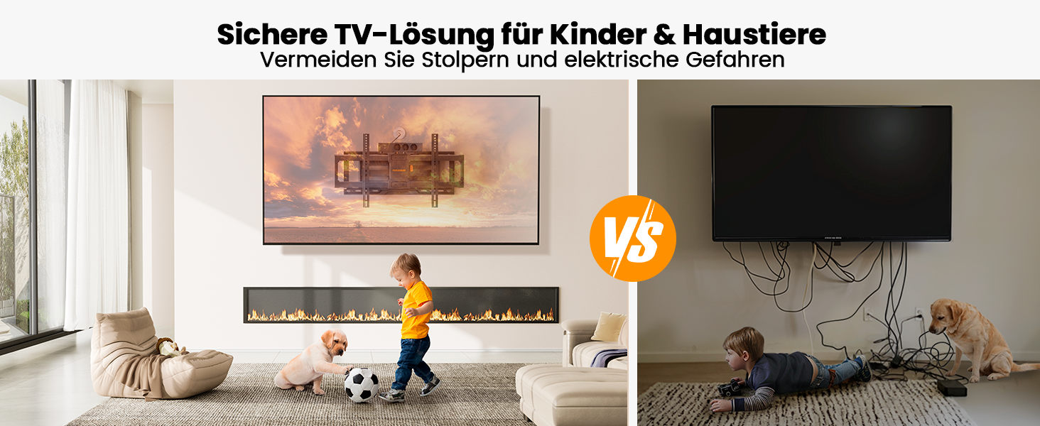 Настінна кріплення для телевізора Perlegear з розеткою, 42'-90', 68 кг, VESA 600x400 мм, PGLF11 (оновлена версія)