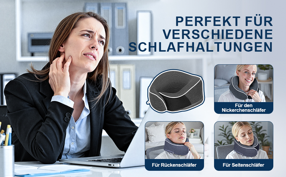 Подушка для шиї в літак, доросла, з піною з пам'яті, регульована та компактна, для автомобіля з навушниками, маскою для сну, чохлом