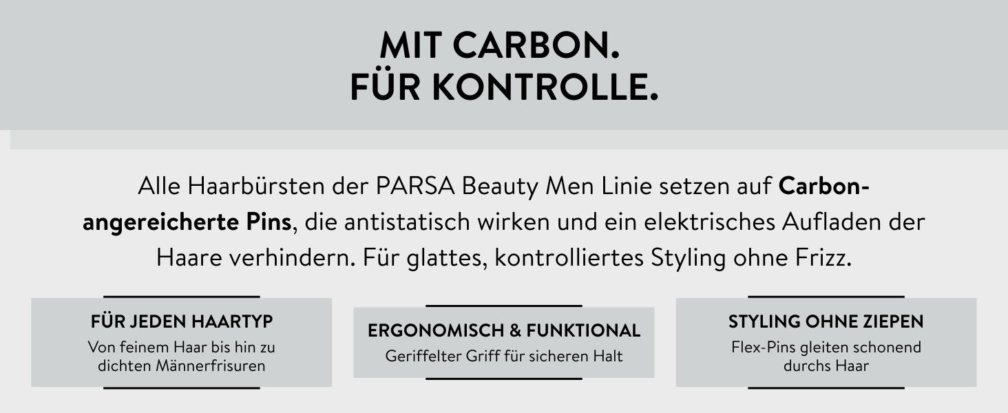 PARSA Beauty Men Фен-щітка для об'єму волосся - антистатична, з карбоном, для чоловіків