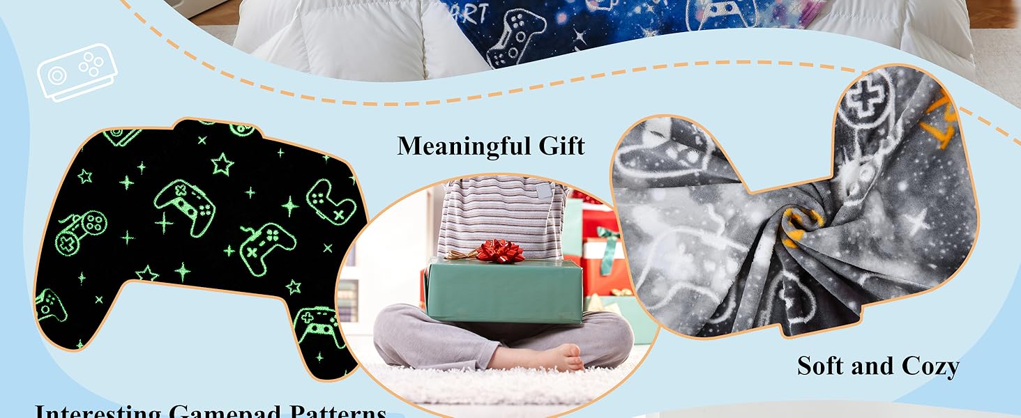 Плед з принтом джойстика SOCHOW, 127 x 150 см, теплий фліс для дітей та дорослих