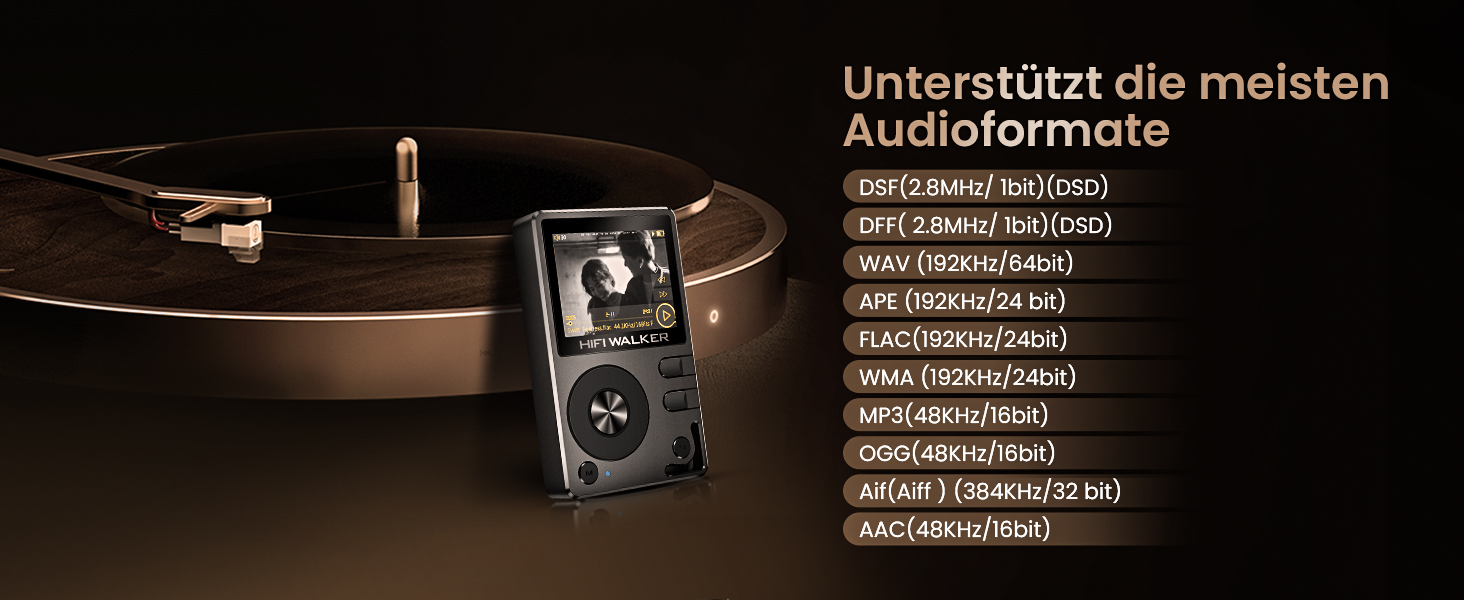 HIFI Walker H2: MP3-плеєр Hi-Res 128GB з Bluetooth 5.2, DSD DAC, підтримкою FLAC та розширенням до 512GB