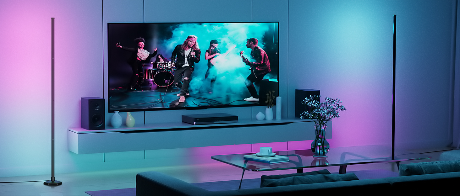 LED-підлогова лампа WISIMMALL з RGBIC підсвічуванням, 170 см, диммування, керування пультом/додаток, 16 млн кольорів, 300 режимів, музичний синхронізатор для вітальні, спальні, ігрової кімнати