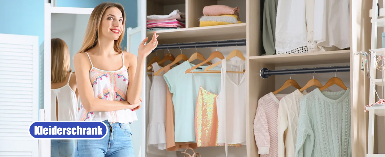 Тeleskopна штанга для душу без свердління, 72-254 см, чорна (Ø25 мм)