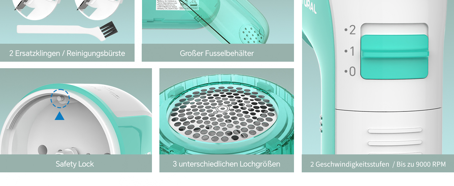 Електричний видальник пуху BEAUTURAL з 3 рівнями висоти та 2 швидкостями для різних тканин (Tiffany, від батарейки)