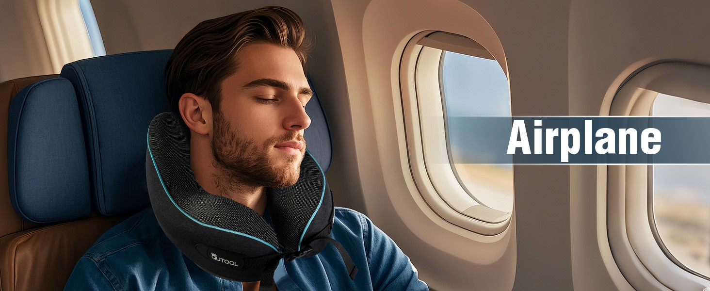 Подушка для шиї у літак Memory Foam з регульованими ремінцями, дихаючим чохлом, у вигляді «вушка» для літака, авто, поїзда. У комплекті сумка з гачком для зручного транспортування. Стандартна, для дорослих
